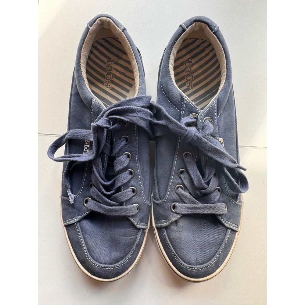 Taos Moc Star Canvas Sneakers Navy Blue Lace Up Comfort Shoes Size 8
